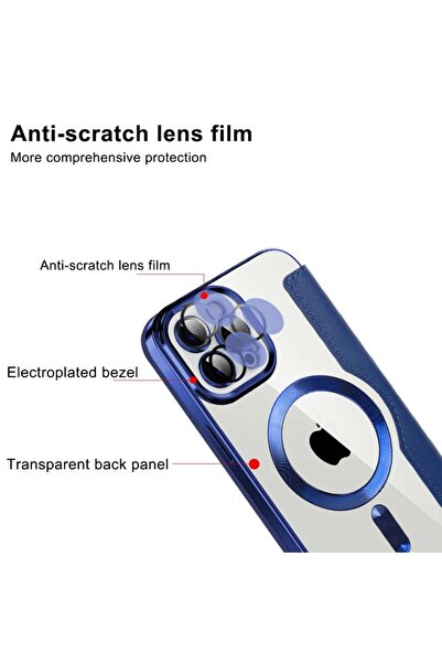 SKYDDAR INNOVATION Husă pentru iPhone 11 Pro Max, SmartMag Book, Magsafe, RFiD, suport pentru carduri, set de autocolante, roz