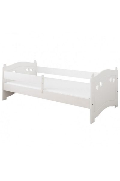 Nichiduta Pat din lemn cu protectie laterala Laura 140x80 cm Alb