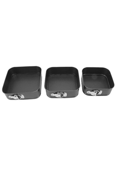 zola Set 3 tăvi de copt, Zola®, diferite dimensiuni, antiderapante, bază detașabilă, formă pătrată, negru