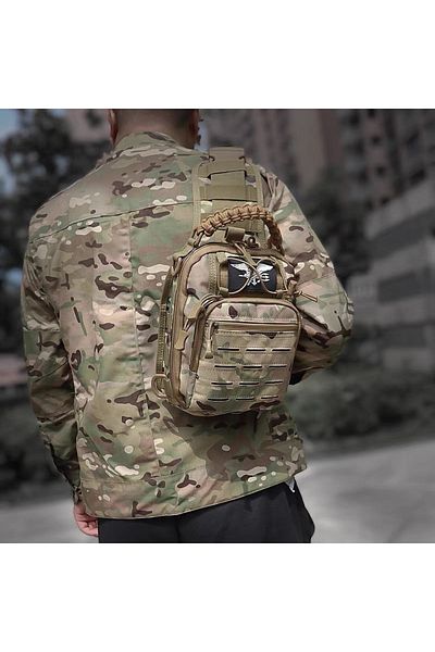 Lion camo Shoulder bag with one strap Cordura Molle system Men's bag Camo backpack