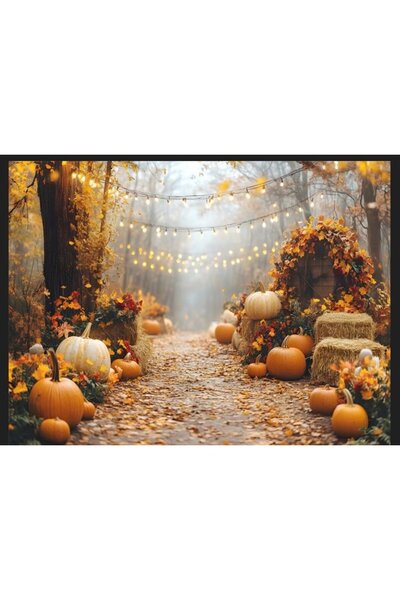 PROMISEBACKDROP2 خلفية قماشية بتصميم اليقطين، مناسبة لأعياد الميلاد والفعاليا...