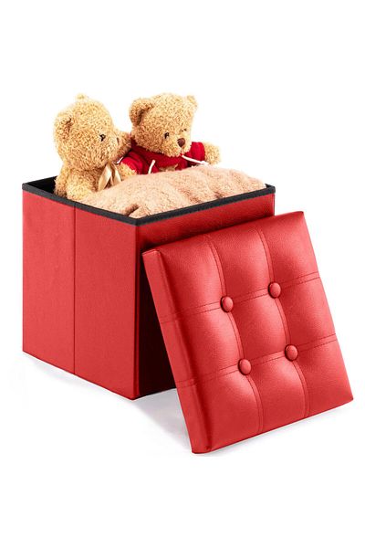 Mimelon 15-inches Flux Storage Ottoman, Foldable Toy Storage Bins Foot Rest Toy Organizer Chest, Foot Stool