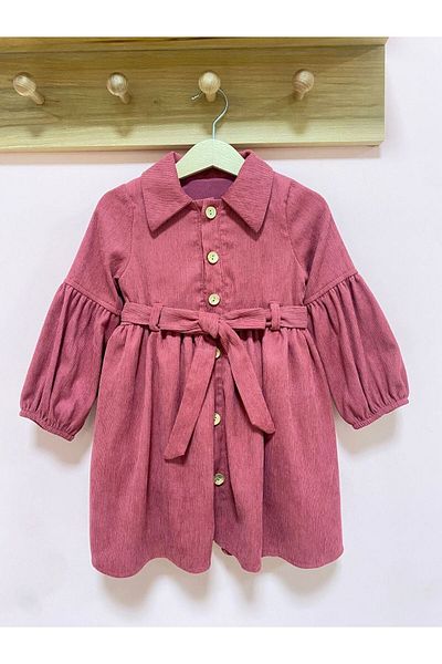 Cherrys Bebek Velvet Girl's Dress with Belt