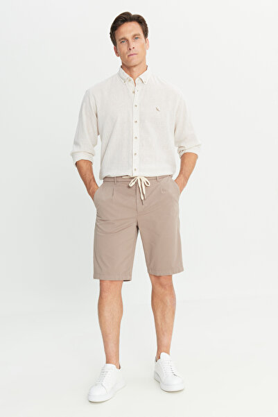 ALTINYILDIZ CLASSICS Cotton Slim Fit Tight Fit Waist Tie Side Pocket Flexible Shorts