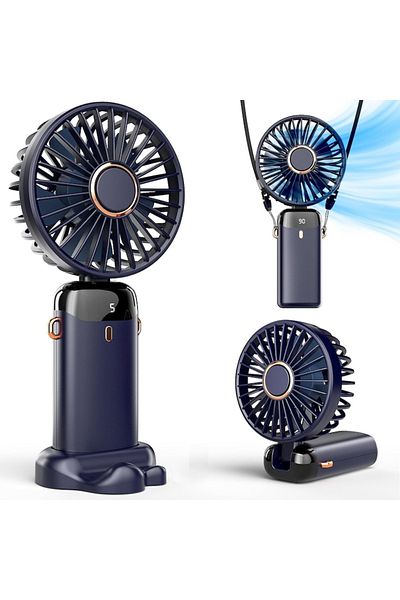 Luoistu Ventilator ultraportabil, 3 în 1: portabil, de gât, de birou, 5 setări de viteză, pliabil cu ecran LCD