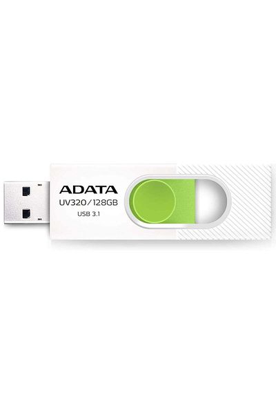 Adata Uv320 Usb Stick, 128g, Usb 3.1, Sliding Design, White/green