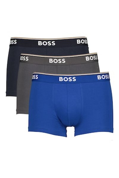 BOSS , Set de boxeri cu banda logo in talie - 3 perechi, Albastru inchis, Bleumarin, 2XL