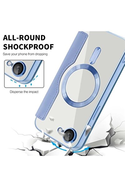 SKYDDAR INNOVATION Θήκη για iPhone 16e, SmartMag Book, Magsafe, RFiD, Θήκη καρτών, σετ αυτοκόλλητων, Μπλε
