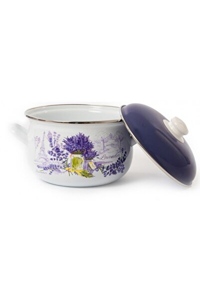 OEM Enamel pot with lid, 2.8 Liters, 20 cm, purple