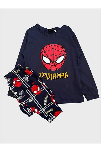 ALİŞ KİDS Boys' 100% Cotton Navy Blue Long Sleeve Pajama Set