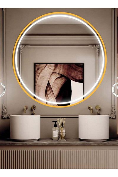 Taimi Extra Large Elegant 100cm Mirror with Gold Aluminum Frame and Front LED Touch Light for Makeup