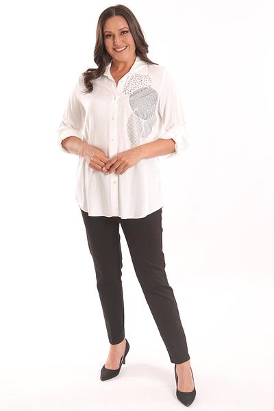 Metpoint Πλεκτό πουκάμισο Trend42plus Plus Size Ecru Stone
