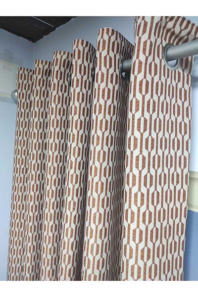 Evcimenhome Lined Rustic Curtain with Eyelets Metal Ring 230Cmx230Cm Zinckiremit