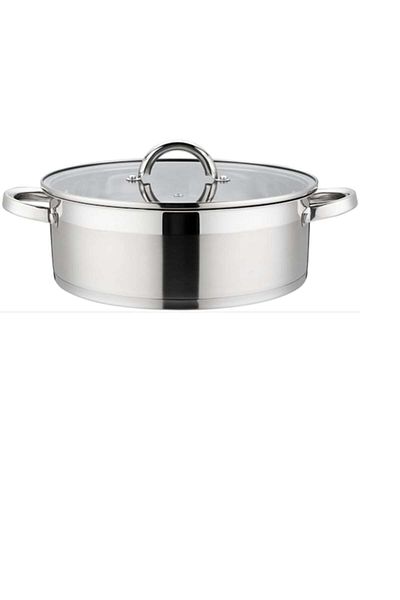 OEM Stainless Steel Low Pot with Glass Lid, 28 cm, 6 L, Grunberg GR4119