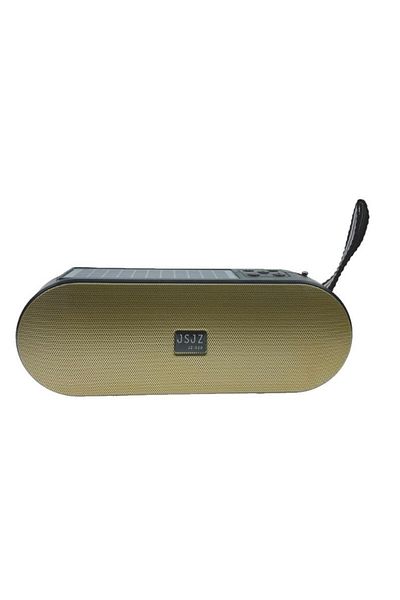 JSJZ Portable radio speaker with flashlight, solar and electric charging, gold
