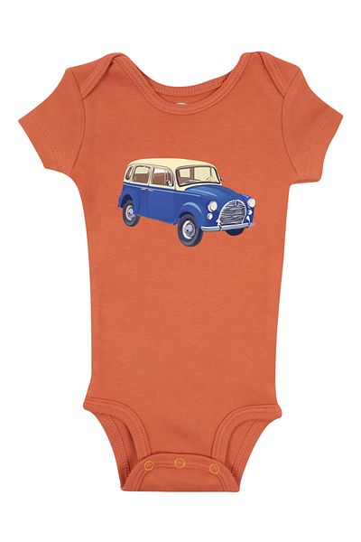 Mavipink Baby Cotton Classic Car Printed Short Sleeve Bodysuit