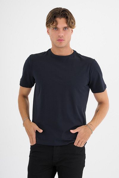 Deri Company Ανδρικό μπλουζάκι Navy Blue 100% βαμβακερό Standard Fit Lycra Basic