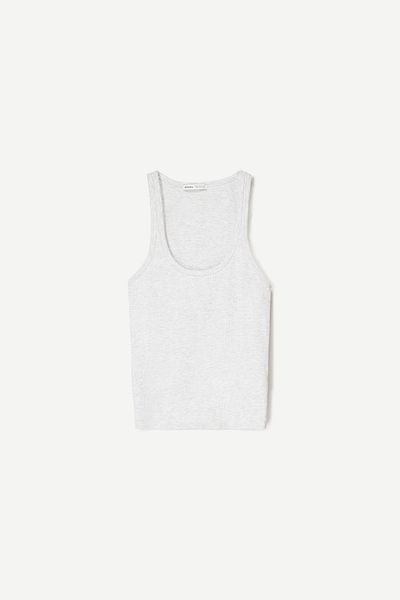 Bershka Sleeveless ribbed T-shirt