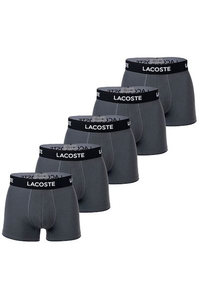 Lacoste , Set of boxers with logo waistband - 5 pairs, Gray, L