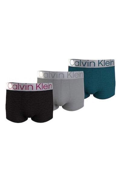 Calvin Klein , Set of boxers with logo waistband - 3 pairs, Black, Gray, English green, Size S