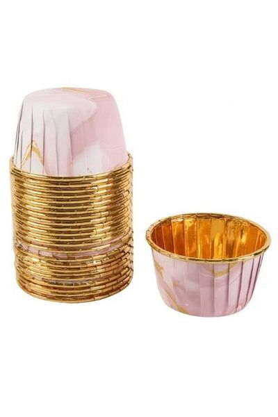 Pastaland Cupcake/Muffin/Suffle Cake Capsule Pink Marble Patterned 50 Liters