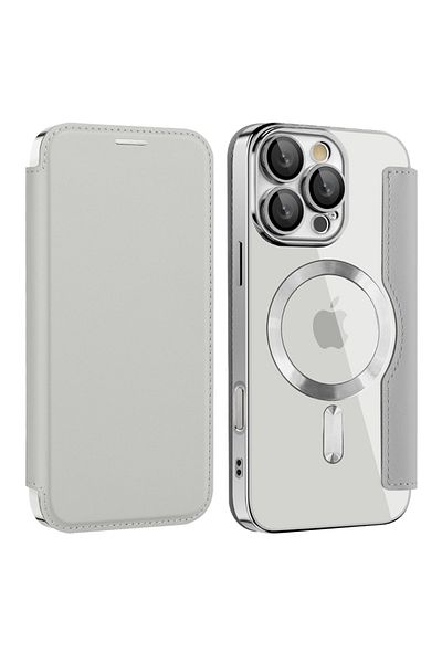 SKYDDAR INNOVATION Case for iPhone 12, SmartMag Book, Magsafe, RFiD, Card Holder, sticker set, Gray
