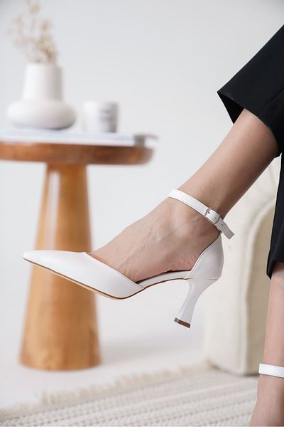 MarjinalTrendim Clara Women's White Heeled Shoes