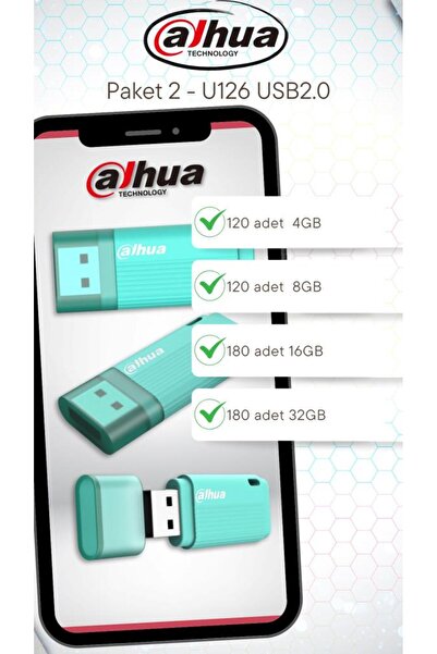 DAHUA U126 Plastik Kapaklı USB Flash Bellek Paketi - Paket 2