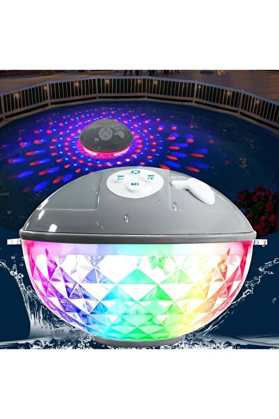 HyMark Bluetooth BT601 Havuz Hoparlörü Renkli RGB Led Işık IP68 Su Geçirmez D...