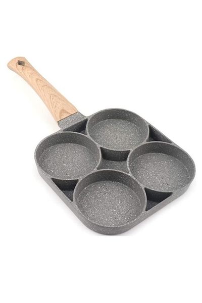 MRG M1123 Frying Pan, 4 Round Compartments, Non-Stick, 34 cm, Easy to Clean, For Small