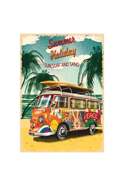 Komut Tablou retro din lemn cu tematică de vacanță de vară - Design cu temati...