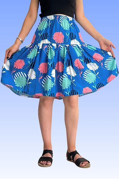 SHE BEST Viscose Fabric Midi Length Flower Patterned Women's Shorts Skirt