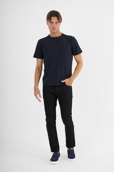 Deri Company Ανδρικό μπλουζάκι Navy Blue 100% βαμβακερό Standard Fit Lycra Basic