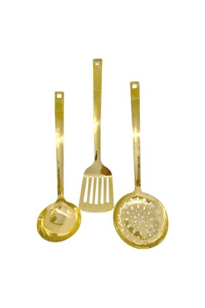 Anais Tailor Set 3 ustensile pentru bucatarie premium din Inox GOLD - Polonic, Spumiera, Paleta