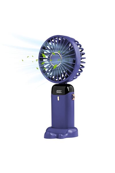 SHAINE Ventilator portabil SHAINE, 3 în 1, de mână, pentru birou, pentru gât, 5 viteze, afișaj LED, pliabil, încărcare USB, PU