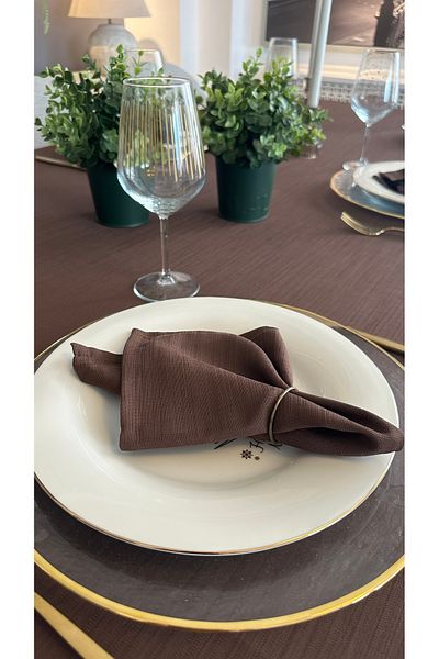 Decamor home Pack of 6 Linen Textured Brown Fabric Napkins