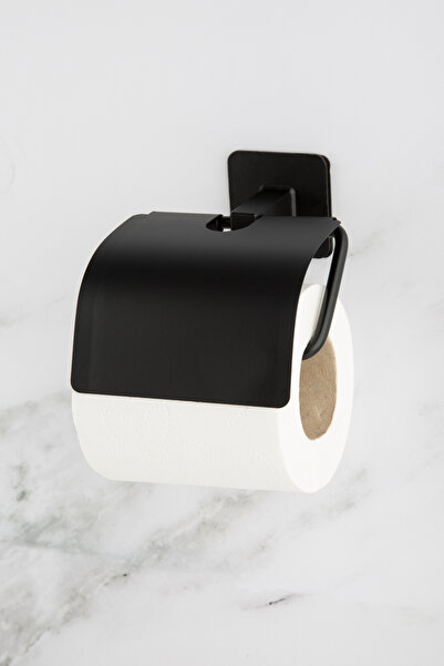 UG Home Siyah Geniş Kapaklı Tuvalet Kağıtlığı Yapışkanlı Wc Kağıtlık Tuvalet ...