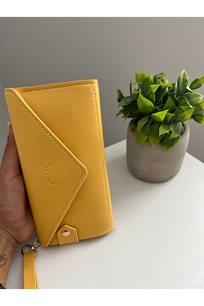 ESNEVA Yellow Color Envelope Model Women's Wallet with Phone and Coin Compartment