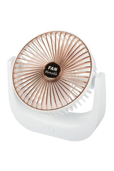 OEM Portable Desk Fan, 3 Speeds, USB, Silent, 2500mAh, White