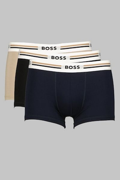 BOSS Set of Boxers with Logo - 3 Pairs, Black, Beige, Navy, Size S
