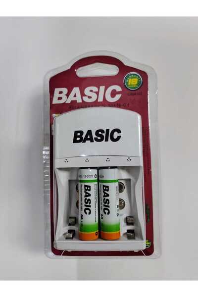BASIC شاحن بطارية C804-U2 Ni-MH/Ni-Cd AA/AAA مع بطاريات قابلة للشحن