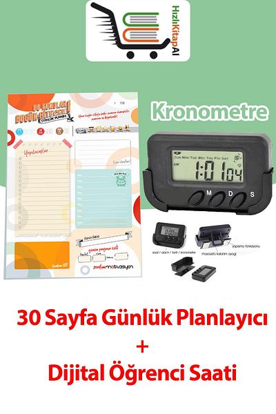 HizliKitapAl. Daily Planner 30 Pages+Stopwatch Digital Watch
