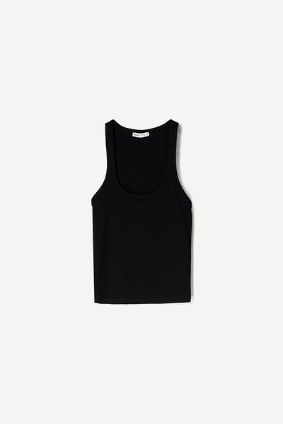 Bershka تي شيرت مضلع بدون أكمام