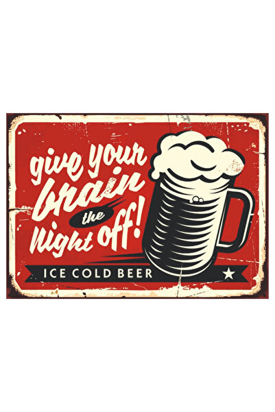 Komut Δώστε στον εγκέφαλό σας τη νύχτα του ξεκούρασμα Ξύλινη ρετρό αφίσα με θ...