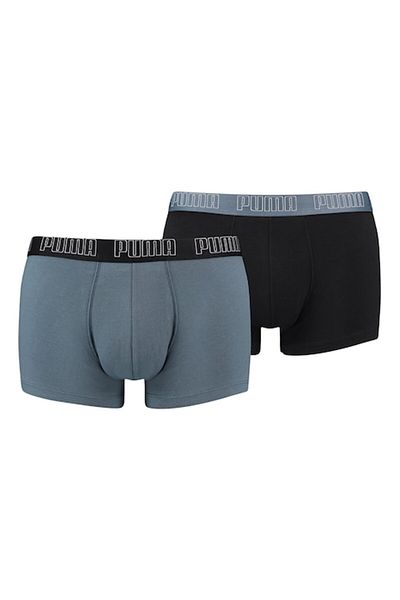 Puma - Set de boxeri cu banda logo in talie - 2 perechi, Negru, Gri cenusiu, L