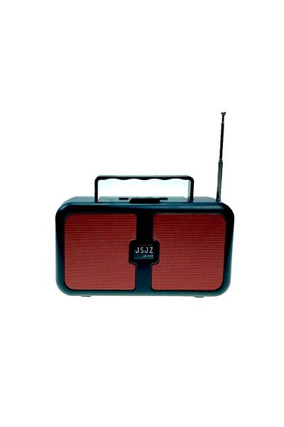 JSJZ Portable radio speaker, solar and electric charging, Bluetooth, USB, Card Reader red