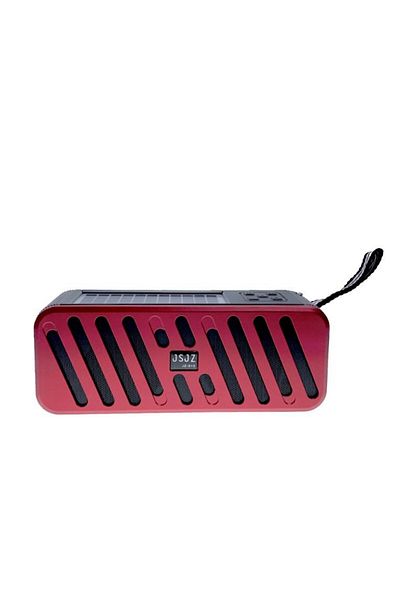 JSJZ Portable radio speaker with flashlight, solar and electric charging, Bluetooth red