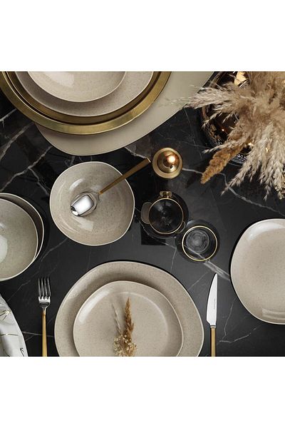 Kütahya Porselen Soho Dinner Set, 24 Pieces, 6 People, Porcelain, Cinnamon, Kutahya Porselen