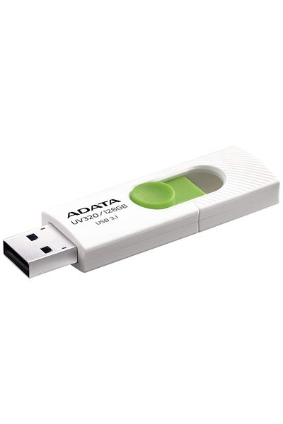 Adata Uv320 Usb Stick, 128g, Usb 3.1, Sliding Design, White/green