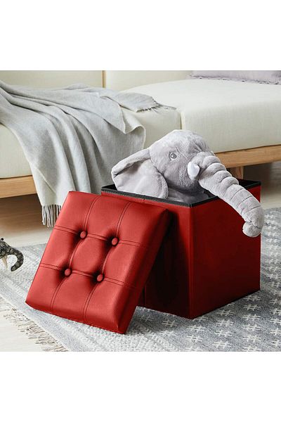 Mimelon 15-inches Flux Storage Ottoman, Foldable Toy Storage Bins Foot Rest Toy Organizer Chest, Foot Stool